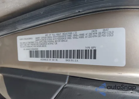 2008 Subaru Tribeca Limited 7-Passenger z USA, uszkodzony, nr VIN 4S4WX97D284400502